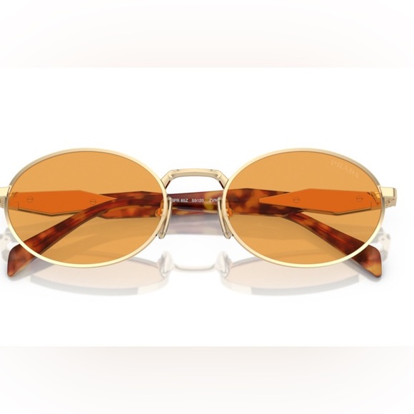 NEW PRADA OVAL PR65ZS ZVN02Z SUNGLASSES PRADA PR 65ZS ZVN02Z GOLD YELLOW SPR 65Z - Picture 5 of 6
